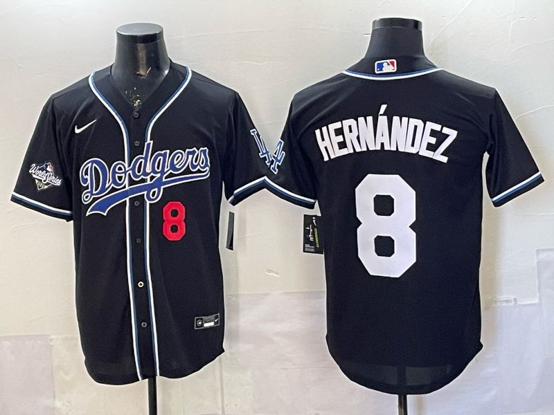 Men 2026 Nike Los Angeles Dodgers #8 Hernandez Black Game MLB Jersey 07